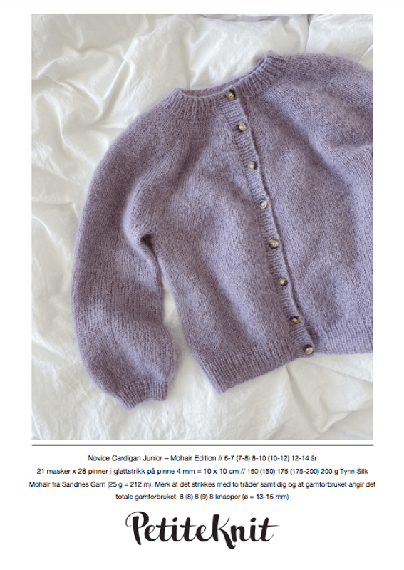 Novice Cardigan Junior Mohair Edition - oppskrift